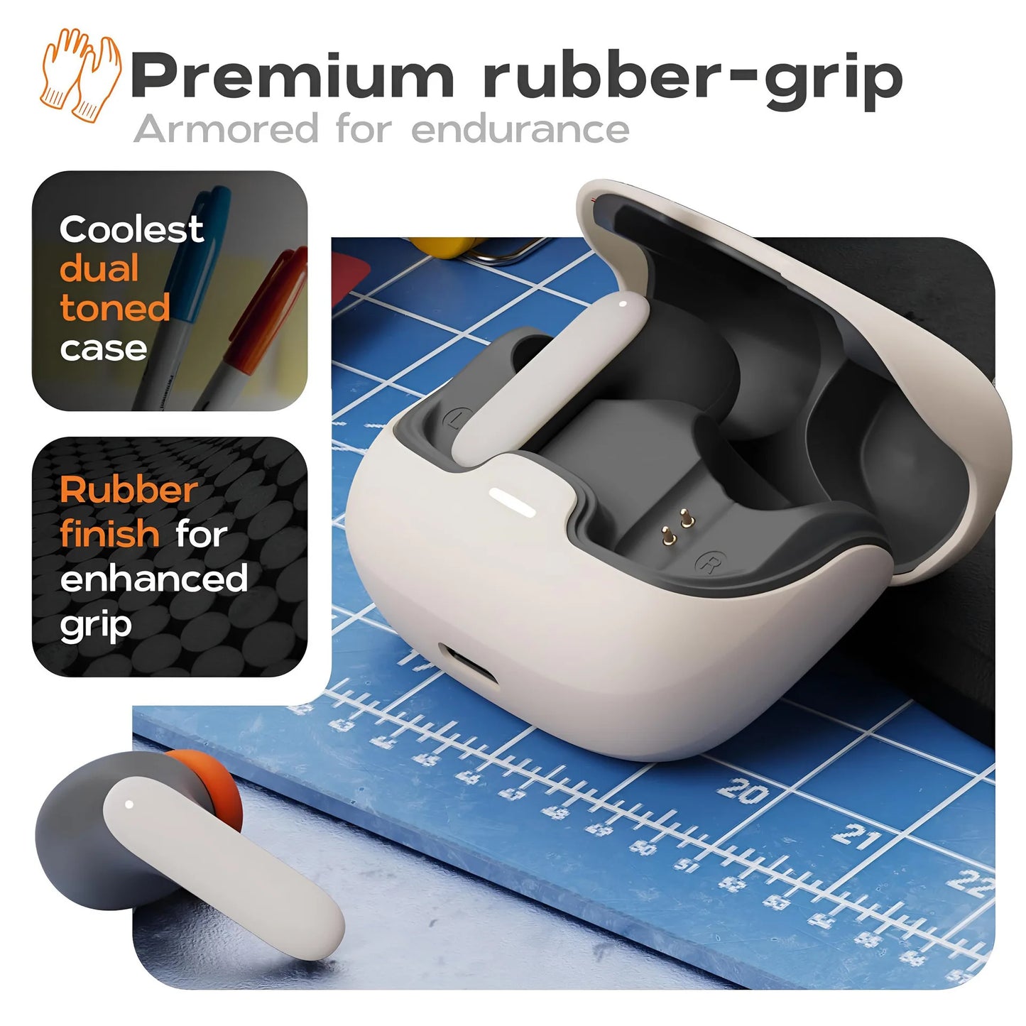 YOKUNKER - Auriculares inalámbricos Bluetooth 5.3 con superficie tipo piel, micrófono dual, reducción de ruido ENC, intra auditivos, bajo retardo, estéreo inalámbrico